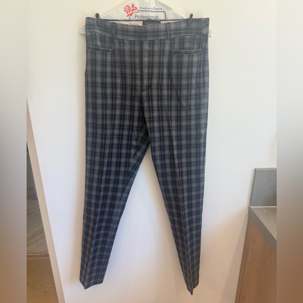 Women’s Plaid Dress Pants - Navy & Gray